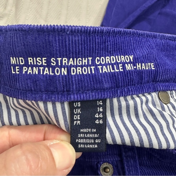 Lands End mid rise straight corduroy, purple, size 14, bold, vibrant - Picture 6 of 10